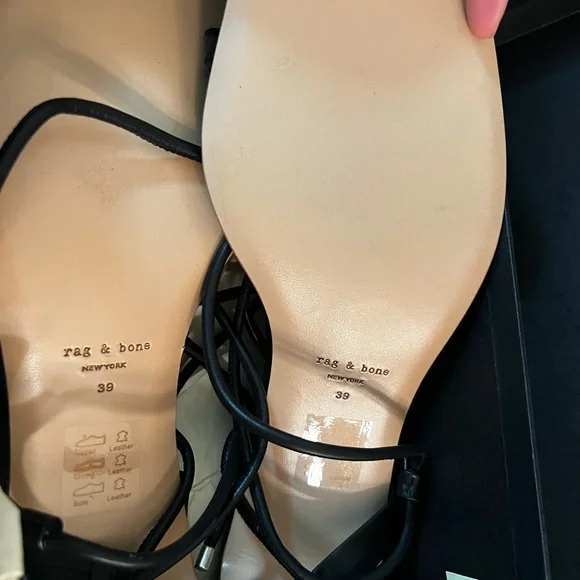 NWT rag & bone Cindy Tie Open Toe Wrap Sandals in Black Size 9/39